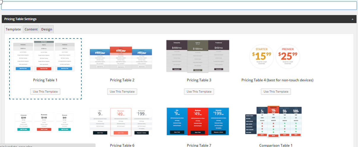 create easy pricing table
