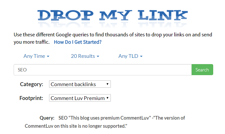 find comment links by dropmylink